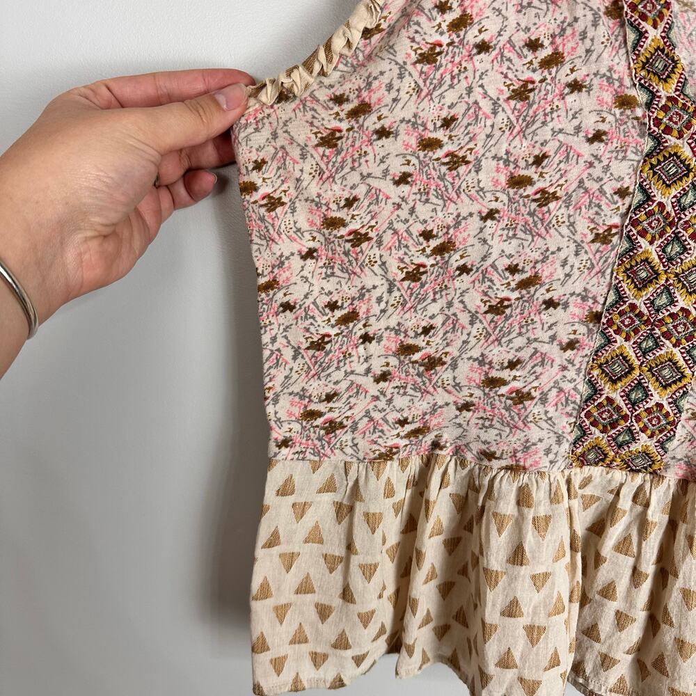 Lucky Brand Sexy Boho Floral Mix Peplum Tank Blouse Sz M - Picture 7 of 10